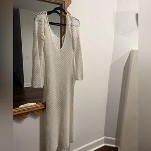 White Crochet Bell Sleeve Swim Cover Up